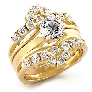 ELEGANT 5CT WEDDING RING SET 14KGP-SIZE 6